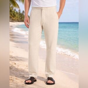 Cubavera Men's Linen Blend Cream  Pants Size XXL x 32 Core Drawstring